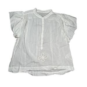 By Malene Birger Short Sleeve Blouse M Cottagecore Scandi Romantic Boho White